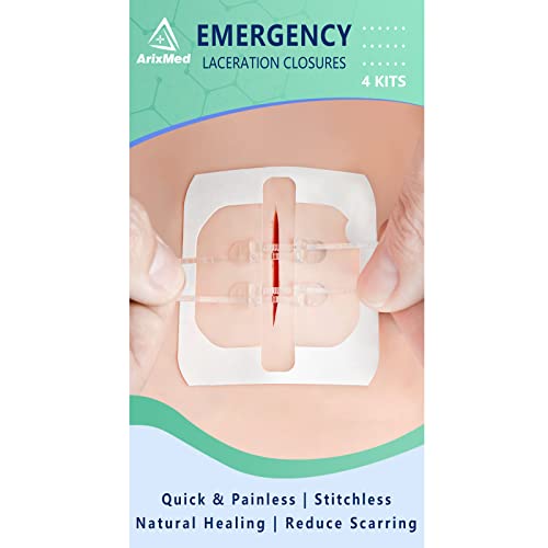 Zip Sutures Butterfly Bandaids, 4 Sets Emergency Wound Closures Device - Surgical Quality Laceration Repair Kit Without Stitches, Quick Clot Zip Sutures Laceration Kit