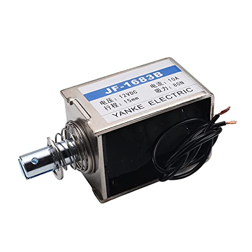 Fielect DC 12V 10A 80N Push Pull Type Solenoid Electromagnet 20mm Open Frame Solenoid Electromagnet, Linear Motion, JF-1683B 1 Pcs