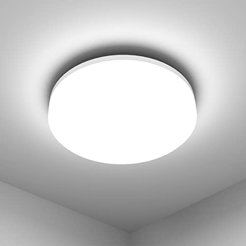 Lighting EVER 9 inch Flush Mount LED Ceiling Light for Bathroom, Waterproof, 5000K, 1500lm Daylight White, 15W(120W Equiv.) Round Flat Low Profile Ceiling Fixture for Hallway, Kitchen