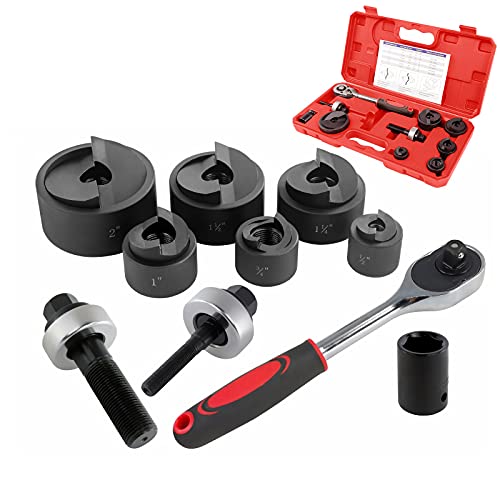 iGeelee Ratchet Knockout Hole Punch Driver Kits 1/2 to 2 inch SLUG-Buster Knockout Electrical Conduit Hole Cutter Sets KO Tool Kit (CC-60)