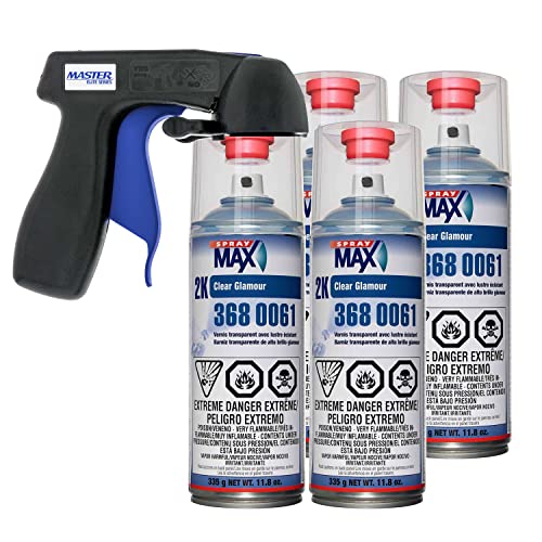 Spraymax 2K Clear Coat Aerosol Spray Cans - 4 Pack - High Gloss Automotive Clear Coat for Car Repair and New Paint Jobs - Two Stage Clear Coat - Professional Results - With Master Aerosol Trigger