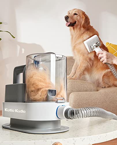 Katio Kadio Dog Grooming Vacuum - 2.5L Large Dust Bin Pet Grooming Vacuum Kits, 5 Professional Dog Grooming Tool for Shedding Long Hair, Large Dog Thick Coats Hair