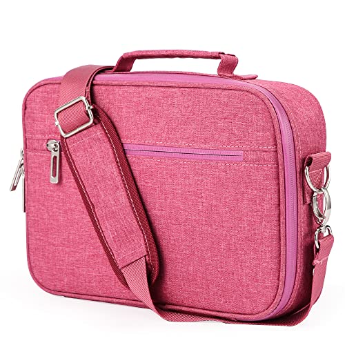 Bible Tote Bag with Waterproof Zipper and Adjustable Shoulder Strap,Carrying Book Case Cover with Handle,Multi-Pockets & Pen Slots for Men Women Kids,11.5(L) x 8.25(W) x 2.56(T) in (Pink)