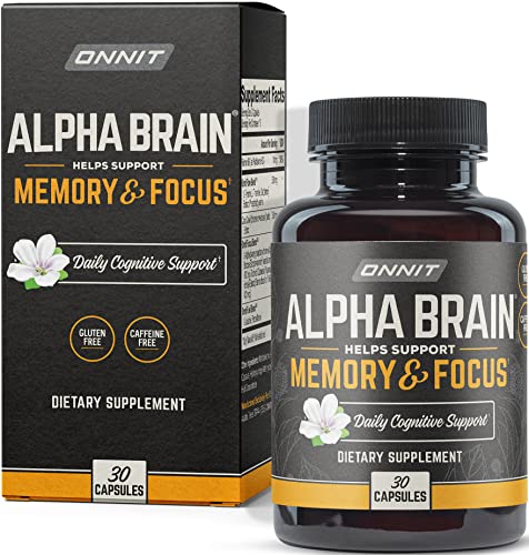 ONNIT Alpha Brain Premium Nootropic Brain Supplement, 30 Count, for Men & Women - Caffeine-Free Focus Capsules for Concentration, Brain & Memory Support - Brain Booster Cat's Claw, Bacopa, Oat Straw