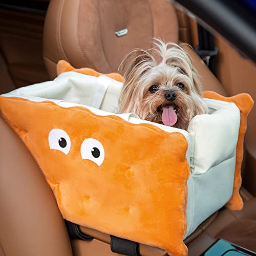 Anttyscar Console Dog Car Seat - Dog Console Car Seat for Pet UP to 15 lbs, More Stable Center Console Dog Seat, Puppy Booster Seat with Seatbelt and Waterproof Pee Pad, Cozy Dog Car Carrier Washable