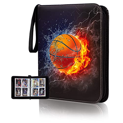 Card Binder Compatible with Basketball Card, Trading Card, MTG and Other TCG, Fits 400 Cards with 50 Removable Pages, Card Holder Collector for Standard Size Card (Yellow)