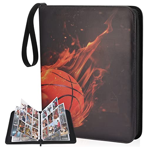 Basketball Card Binder 9 Pocket - Lictin Basketball Card Holder, Trading Card Binder, Sports Card Binder Collectible Trading Card Albums Fits 810 Cards with 45 Removable Sleeves