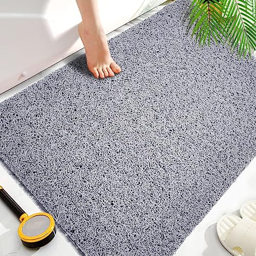 Shower Mats Non Slip for Elderly, 24x32Extra Lager Loofah Non Slip Shower Mat, Loofah Bath Mats for Shower, Non Slip Bath/Shower Mat for Elderly-Grey