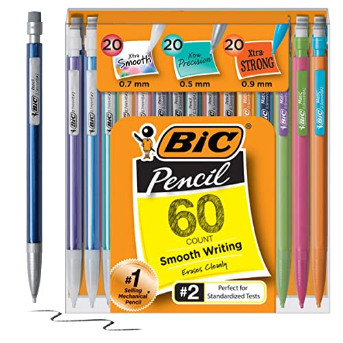 BIC Variety Pack, Assorted Sizes, 0.5mm, 0.7mm, 0.9mm, 60-Count, Refillable Design for Long-Lasting Use
