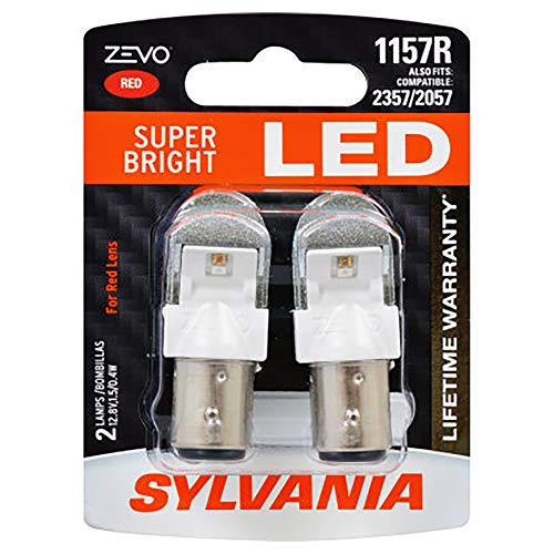 SYLVANIA - 1157 ZEVO LED Red Bulb - Bright LED Bulb, Ideal for Stop and Tail Lights (Contains 2 Bulbs)