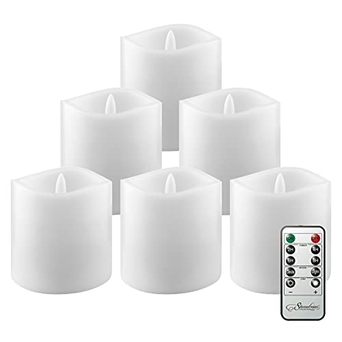 Stonebriar 6 Pack Real Wax 3x3 Flameless LED Pillar Candles with Remote and Timer