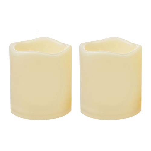 2 Pack LED Flameless Pillar Candles Waterproof Outdoor Battery Operated Candle Set with Cycling 24 Hours Timer Function for Lantern Home Garden Wedding Party Christmas Halloween Decoration 3x3 inches