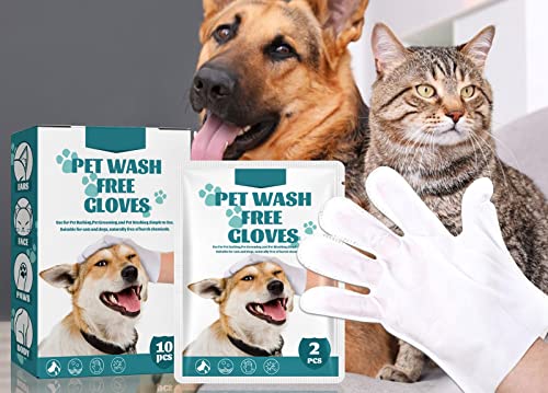BYTEDREAM Cat Cleaning Dog Cleaning Wipes pet Cleaning and Grooming Gloves no Rinse Cleaning Body Hair face Eyes Ears Paws for Cats Dogs Rabbits Hamsters Pigs Horses Cleaning (10 Pieces)
