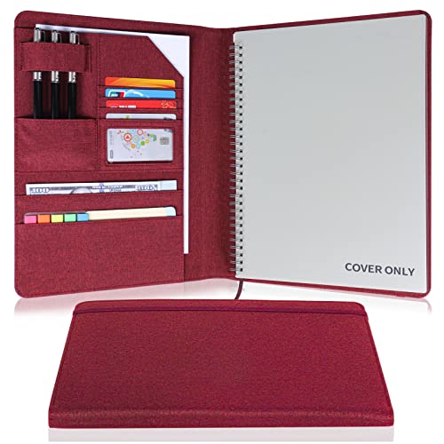 Folio Cover Compatible with Rocketbook Fusion, Portfolio Organizer, Multifunctional Organizer with Pen Loop, Business Card Holder, fits Letter Size Notebook, 8.5" x 11"inch (Fuchsia)