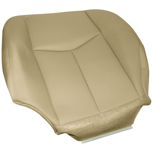 GXARTS Driver Side Bottom Replacement Leather Seat Cover Shale Light Tan Fit for Chevy GMC Tahoe Yukon Suburban Sierra 2003 2004 2005 2006