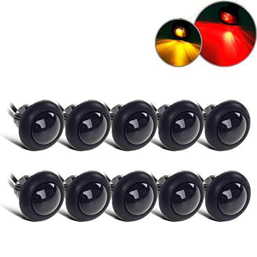 Partsam 10x 3/4" Smoked Amber/Red LED Clearance Trailer Boat Marker Light Air Dam Lights Sealed Mini Black Round 3/4 Inch Led Trailer Lights Grommet Mount