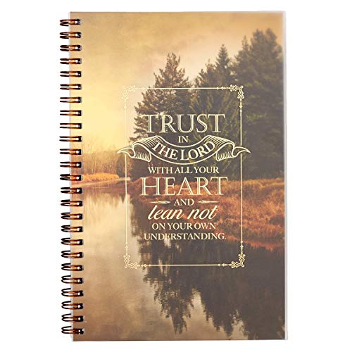 Christian Art Gifts Notebook Trust in the Lord Proverbs 3:5 Bible Verse Inspirational Writing Notebook Gratitude Prayer Journal Flexible PVC Cardstock Cover 128 Ruled Pages w/Scripture, 6 x 8.5 Inches