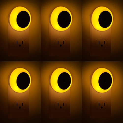 KINUR 6 Pack Amber Night Light, LED Night Lights Plug into Wall with Dusk to Dawn sensors, Plug in Night Lights for Kids Room, Bedroom, Bathroom, Baby Nursery,Stair Lights, Hallway Light