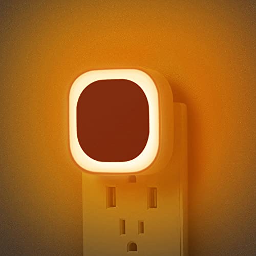 YUNLEX 2 Pack Plug in Dimmable Night Light, Square Nightlight, Auto Dusk to Dawn Sensor, LED Wall Night Light, Soft Glow, Amber Night Light for Bathroom, Hallway, Stairs, Kitchen, Bedroom, Garage