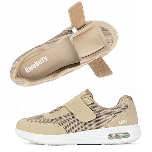 KWUKOTY | Walking Shoes | Orthopedic Support | Plantar Fasciitis/Diabetes/Swollen Feet/Bunions | Size Women 7.5-13 Men6.5-12 Khaki