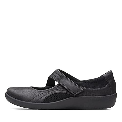 CLARKS Women's Sillian Bella Mary Jane Flat, Black Synthetic, 12 M US