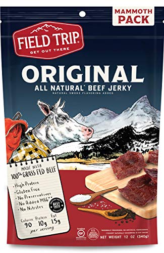 Field Trip Beef Jerky, Gluten Free Jerky, Low Carb, Healthy High Protein Snacks with No Nitrates, Made with All Natural Ingredients, Original, 12oz Bulk Bag