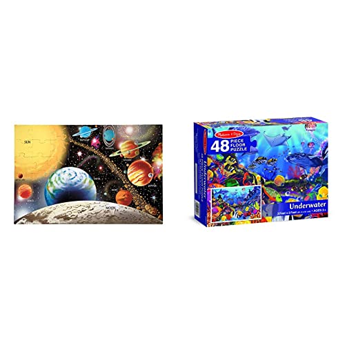 Melissa & Doug Underwater Floor Puzzle (Extra-Thick Cardboard Construction, Beautiful Original Artwork, 48 Pieces, 2  3) Solar System Floor Puzzle
