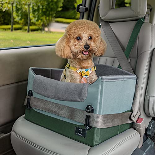 A4PET Pet Car Seat, Portable Car Seat for Dogs for Pet Up to 25 lbs, Upgrade Dog Car Seat for Travel Look Out with Soft Pillow, Perfect for Small Dogs, Cats (Green)