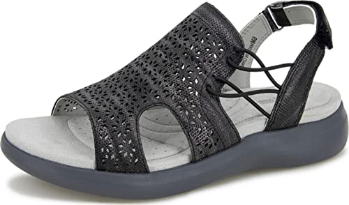 JBU by Jambu Women's Francis Flat Sandal, Black Shimmer, 9