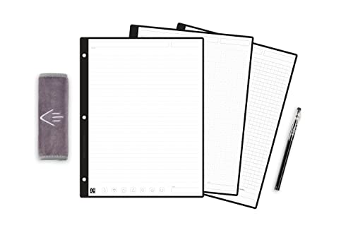 Rocketbook Filler Paper Variety Pack | Lined College Ruled, Dot Grid, Graph Reusable Notebook Paper (8.5" x 11") | Scannable Binder Paper - Write, Scan, Erase, Reuse | 18 Double Sided Sheets