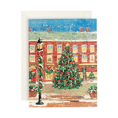 Caspari Market Square Boxed Christmas Cards - 32 Cards & Envelopes