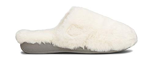 Vionic Women's Indulge Gemma Plush Slipper - Ladies Adjustable Mule Slipper with Concealed Orthotic Arch Support Ivory 5 M US