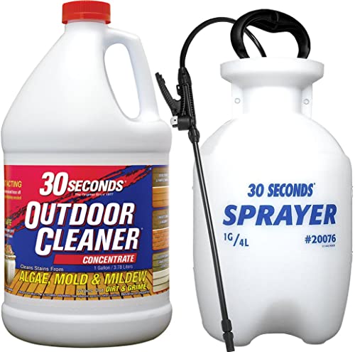 30 SECONDS Outdoor Mold & Mildew Stain Remover | Concentrate | 128 fl. oz. & Outdoor Cleaner 1 Gallon Pump Sprayer Bundle