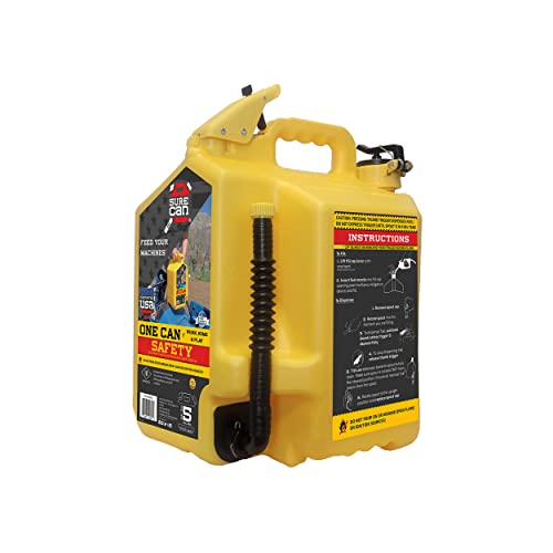 SureCan 5 Gallon Type-II Safety Diesel Container is the One Can for Work, Home, and Play, has a Flexible Rotating Spout, Self-Venting, Safety Fill Cap, Total Flow Control, Spill-Free, 5-Gallon Diesel Can, Easy to Use, 3-Year Warranty, Yellow