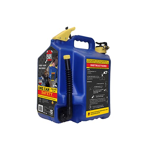 SureCan 5 Gallon Type-II Safety Kerosene Container is the One Can for Work, Home, and Play, has a Flexible Rotating Spout, Self-Venting, Safety Fill Cap, Total Flow Control, Spill-Free, 5-Gallon Kerosene Can, Easy to Use, 3-Year Warranty, Blue