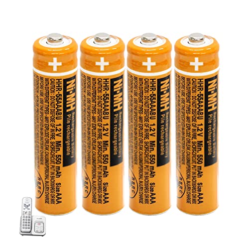 CIEEDE HHR-55AAABU NI-MH AAA Rechargeable Battery for Panasonic 1.2V 550mah 4Pack NiMH AAA Batteries for Panasonic Cordless Phones, Electronics, Remote Controls