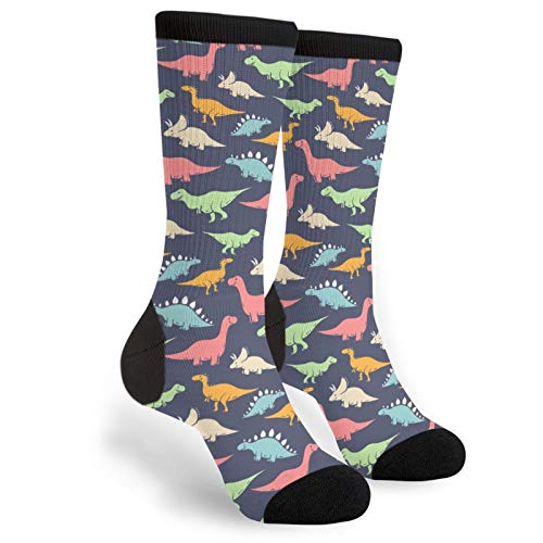 Colorful Cute Dinosaurs Fun Colorful Novelty Graphic Crew Tube Socks For Men Women
