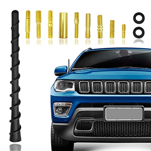 Black Spiral Antenna, 7 Inch Universal Radio Car Antenna, Waterproof PVC Rubber, Flexible Retrofit Antenna, for Cars, Suvs,Trucks