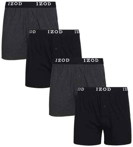 IZOD Men's 4pk Knit Boxer, Size Medium, Black/Charcoal
