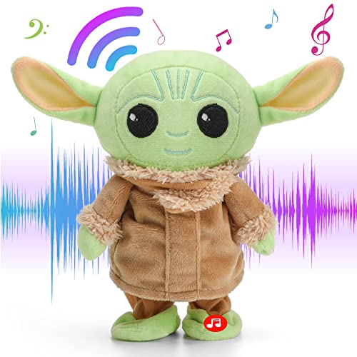 9 Inch Talking Grogu Singing Walking Baby Plush Toy Doll, Repeat What You Say, Interactive Stuffed Animal Gifts for Boys Girls Kids