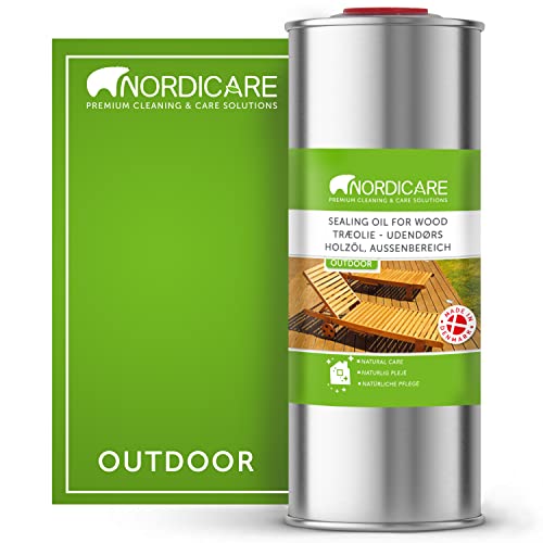 Nordicare Sealing Wood Oil for Outdoor Garden Furniture - Teak Oil for Wood Outdoor Furniture - Suitable for All Outdoor Types of Wood, Danish Oil for Wood Exterior Protection - Easy to Apply 34 Oz