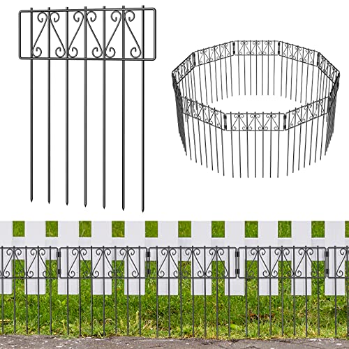 25 Pack Animal Barrier Fence, 16.7 in(H) X 27 Ft(L) Decorative Garden Fence, Rustproof Metal Wire Barrier Bottom Fence, Dog Rabbits Ground Stakes Defence Border Fence for Garden and Yard, T Shaped.