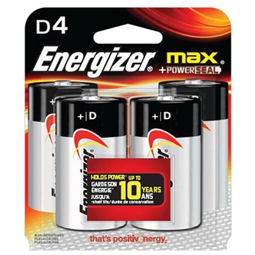 Energizer Max Alkaline Batteries, D-4ct (Quantity of 4)