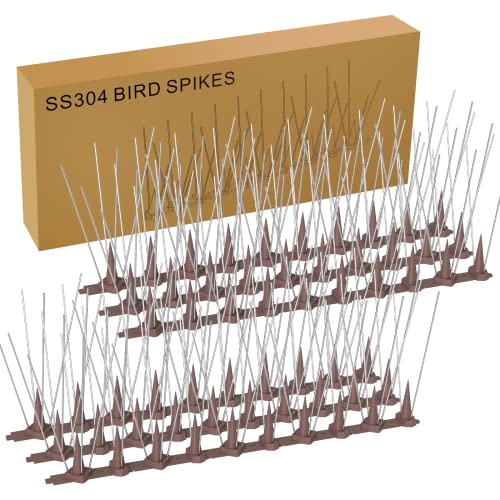Bird Spikes,16 Pack Stainless Steel Bird Spikes, Bird Repellent Devices Outdoor, Bird Deterrent Spikes for Pigeons and Other Animals, for Garden Fence and Wall