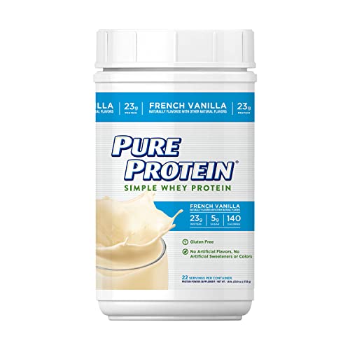 Pure Protein Powder, Natural Whey, High Protein, Low Sugar, Gluten Free, French Vanilla, 1.6 lbs