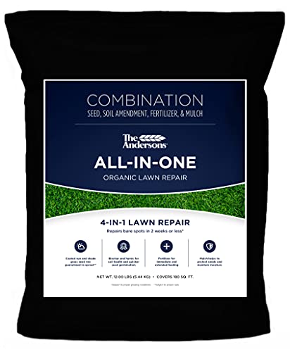 The Andersons All-in-One Organic Lawn Repair - Coated Sun/Shade Seed, BioChar and Humic Soil Amendments, Fertilizer and Mulch (180 sq ft)