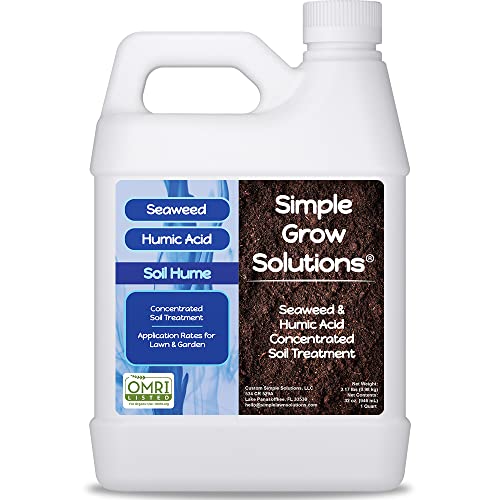 Organic Super Seaweed Humic Acid Blend- Liquid Sea Kelp for Grass and Plants - Soil Hume - Simple Grow Solutions- Natural Lawn & Garden Concentrate- Use with Fertilizer Program (32 Ounce)