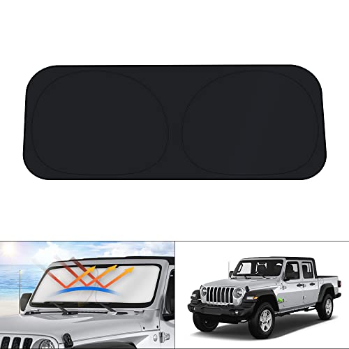 KUST Windshield Sun Shade for 2020-2023 Jeep Gladiator(JT),Sport,Sport S,Overland Rubicon Pickup(NO Sensor) Window Sunshade Sun Visor Protector Foldable Blocks UV Rays Keep Your Car Cooler