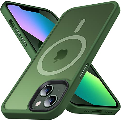 Anqrp Designed for iPhone 13 Case, [Support Magsafe] Soft Silicone Slim Anti-Scratch Case for iPhone 13 6.1 inch, Green