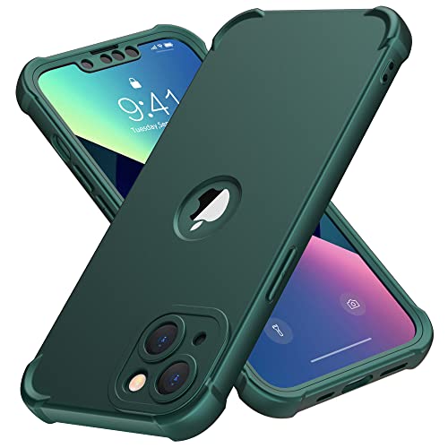 ORETECH for iPhone 13 Case, with[2 x Tempered Glass Screen Protector] 360 Full Body Heavy Duty Shockproof Protection Cover Hard PC Soft Rubber Silicone for iPhone 13 (2021) - 6.1''- Green